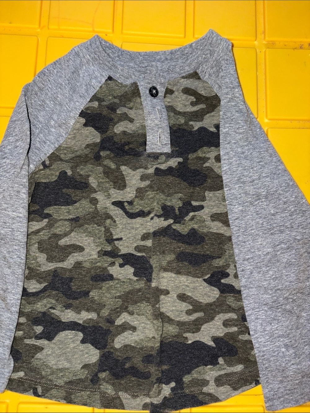 Epic Threads Grey Raglan Camo Henley Long Sleeve Shirt